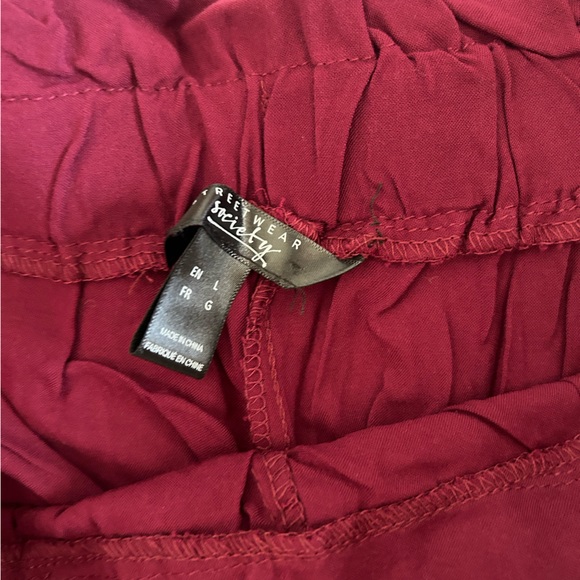 NWOT Berry Coloured Linen Paperbag Pants - Picture 3 of 3